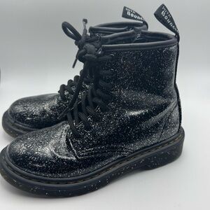 Dr. Martens 1460 J Cosmic Glitter Black Patent Leather Boots Kids Size 13